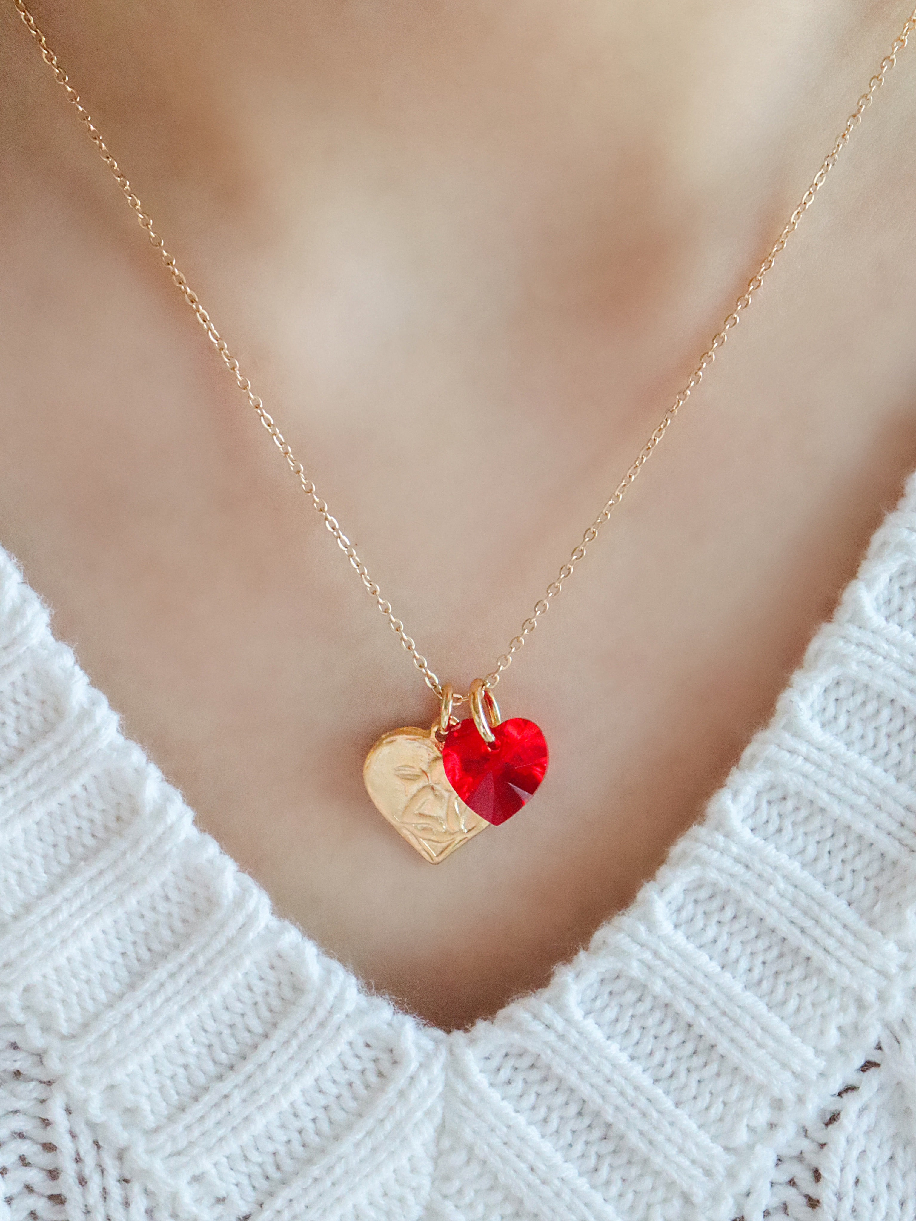 red heart angel necklace